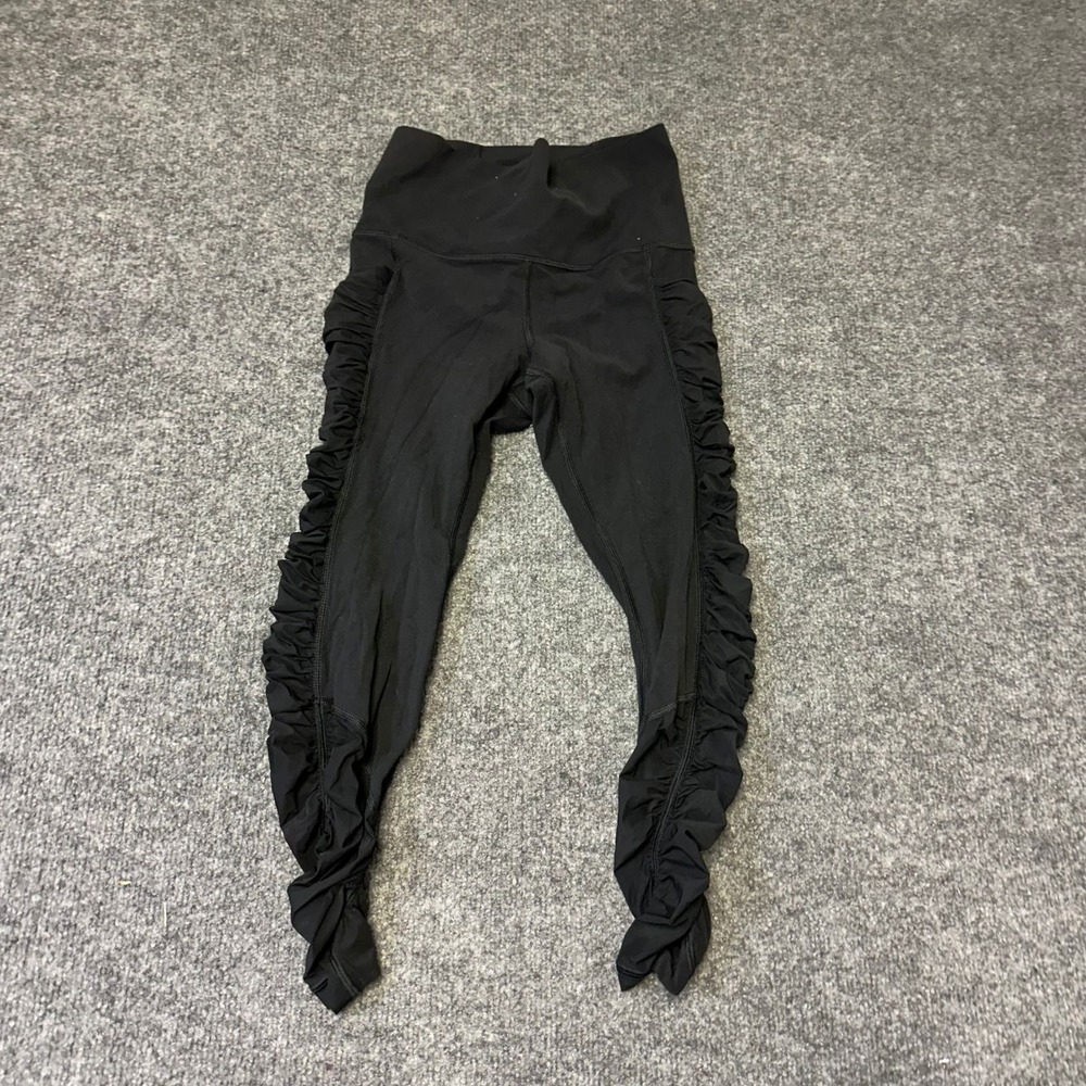 Athleta Womens XSP Black Mesh Me Up 7/8 Ruched High Rise Leggings